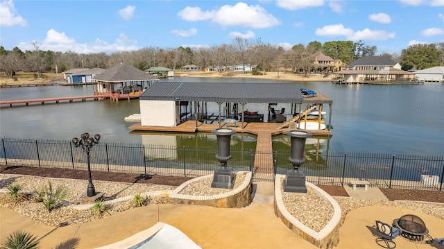 dock area featuring a water view