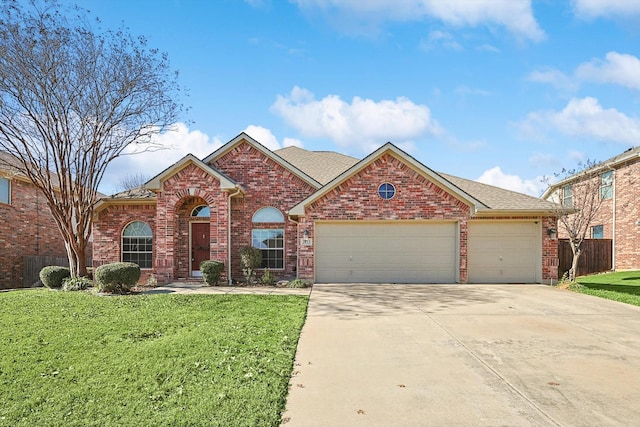 view of front property with a garage and a front yard