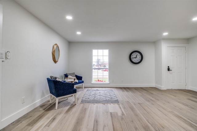 living area with light wood-type flooring