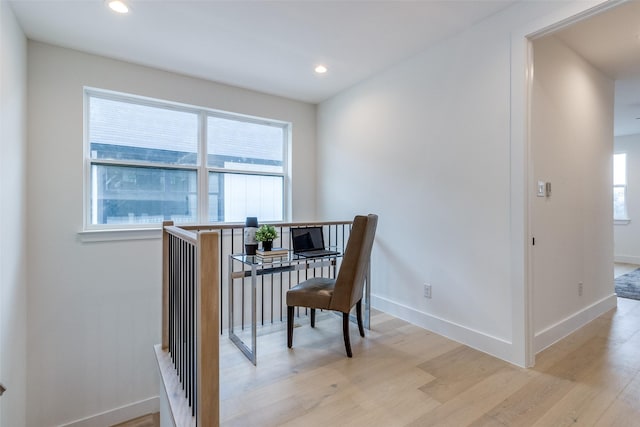 417 Wayne St, Dallas, TX 75223 - office featuring baseboards, recessed lighting, and light wood-style flooring