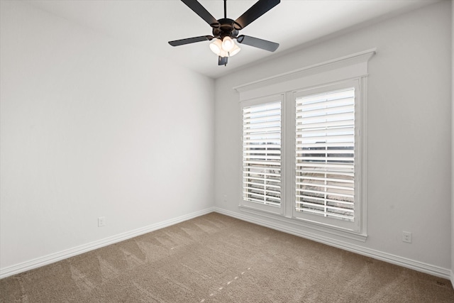 unfurnished room featuring carpet floors and ceiling fan