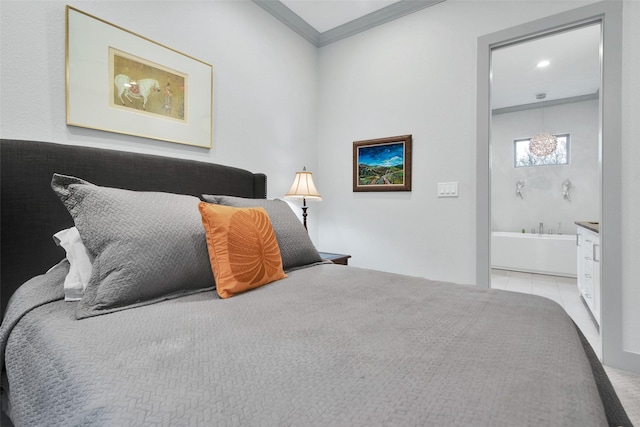 477 Lakepoint Loop, Pottsboro, TX 75076 - bedroom with crown molding, carpet floors, and ensuite bathroom