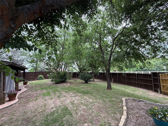 view of yard featuring a fenced backyard