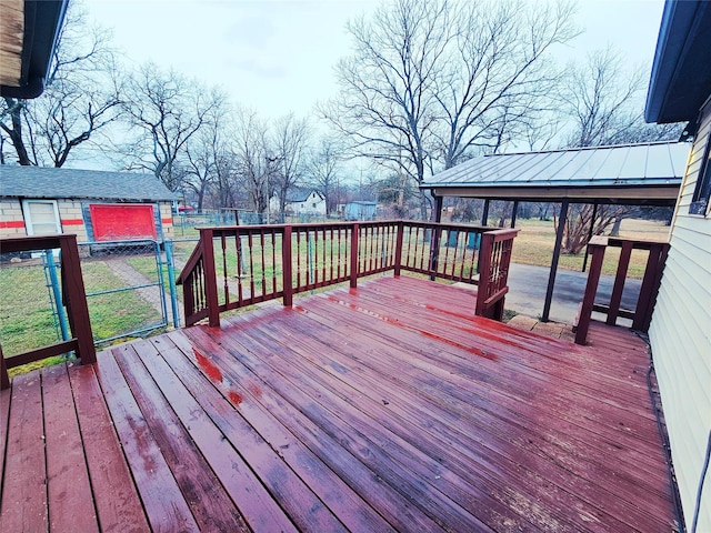 wooden deck featuring a gazebo