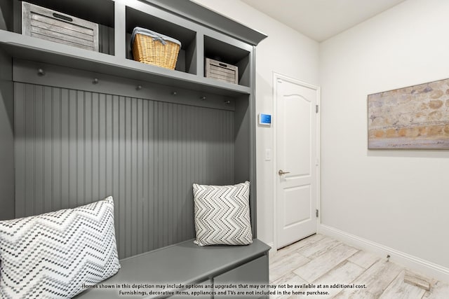 mudroom featuring light hardwood / wood-style flooring