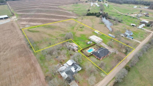 bird's eye view with a rural view
