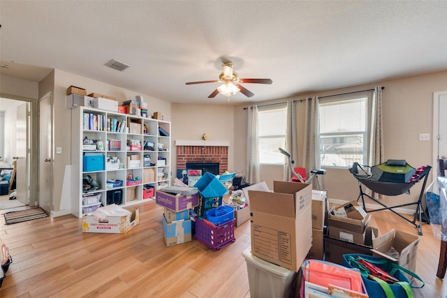 interior space featuring ceiling fan