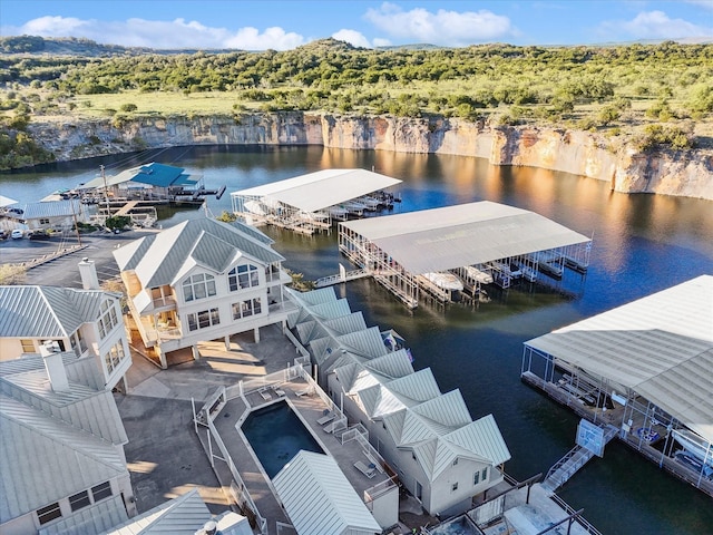 view of dock featuring a water view