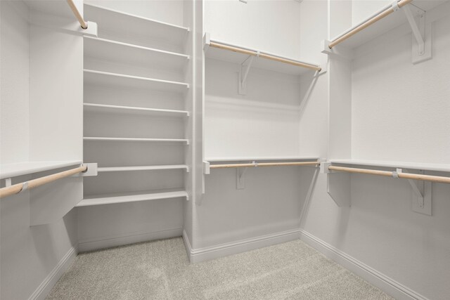 spacious closet featuring light carpet
