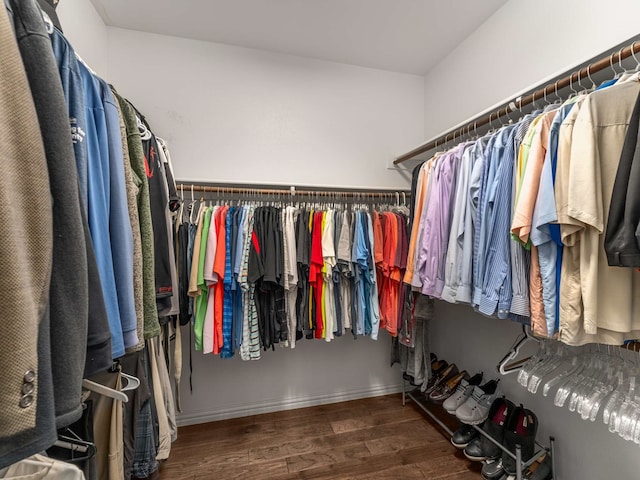 walk in closet featuring hardwood / wood-style flooring