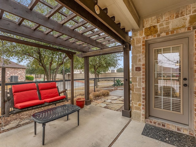 view of patio with a pergola