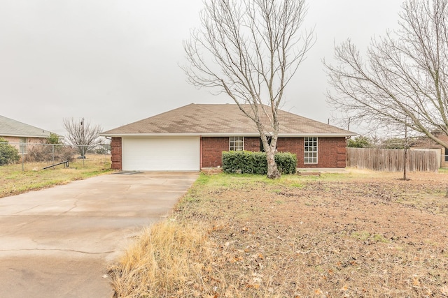 single story home with a garage