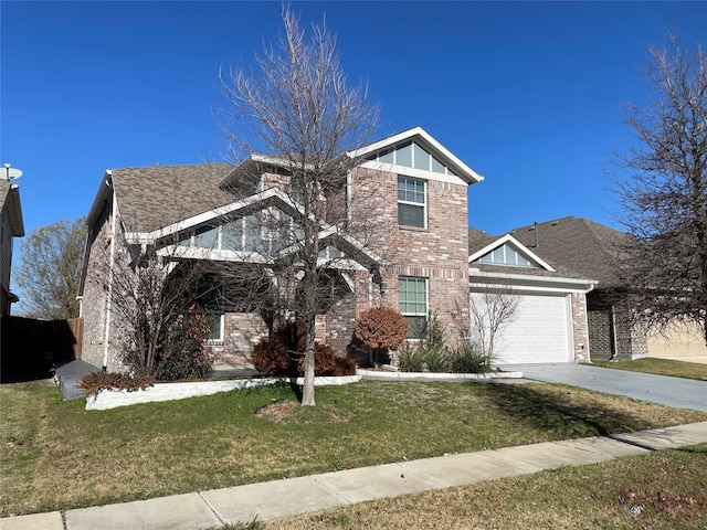 view of front facade featuring a garage and a front yard