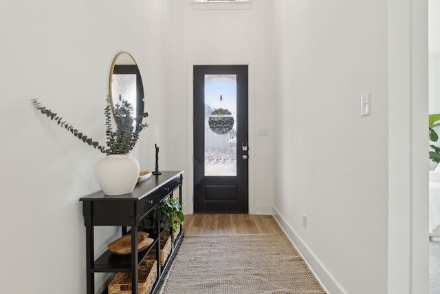 foyer entrance featuring hardwood / wood-style floors