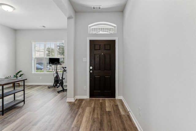 foyer entrance featuring hardwood / wood-style floors