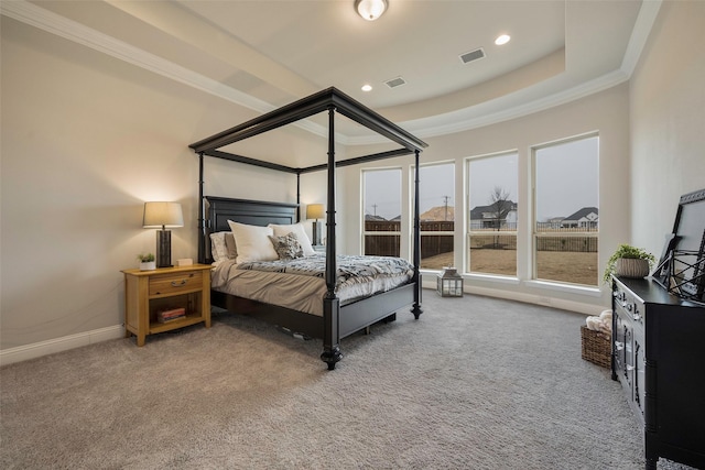 2402 Topaz Dr, Rockwall, TX 75087 - carpeted bedroom with a tray ceiling and ornamental molding