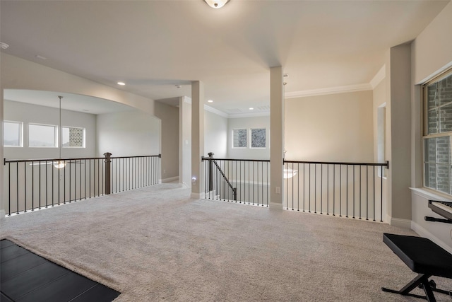 2402 Topaz Dr, Rockwall, TX 75087 - spare room featuring crown molding and carpet flooring