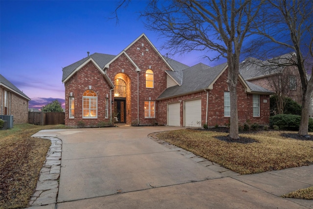 view of front property with a garage