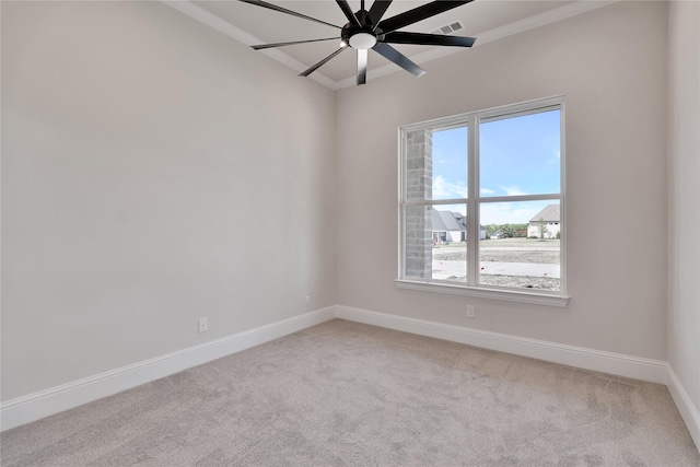 121 Ford Ct, Weston, TX 75009 - carpeted spare room featuring baseboards, ceiling fan, and crown molding