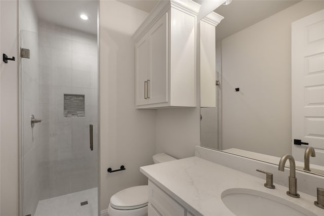 121 Ford Ct, Weston, TX 75009 - full bath with toilet, a stall shower, vanity, and recessed lighting