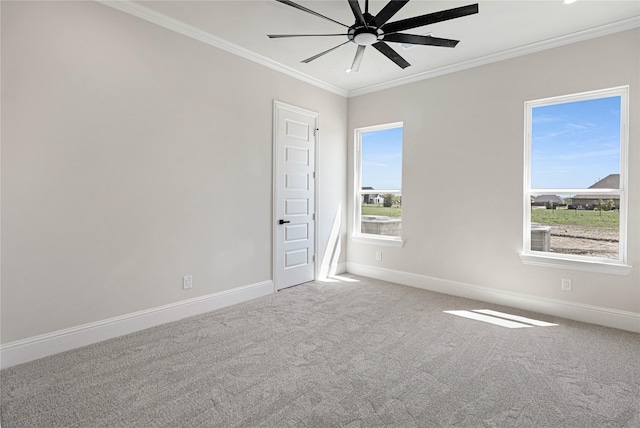 121 Ford Ct, Weston, TX 75009 - unfurnished room featuring crown molding, a ceiling fan, carpet floors, and baseboards