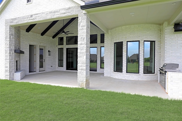 121 Ford Ct, Weston, TX 75009 - rear view of property with area for grilling, a lawn, and a patio area