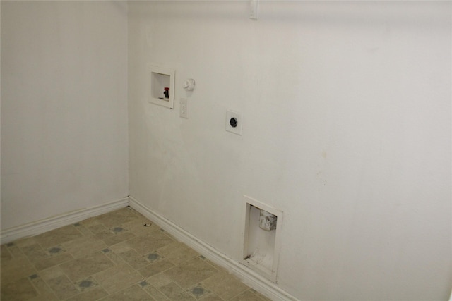 laundry room with hookup for a washing machine, hookup for an electric dryer, and hookup for a gas dryer