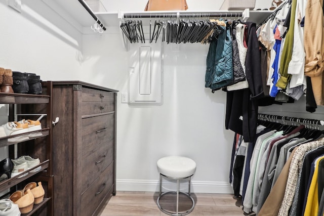 spacious closet featuring light wood-style floors