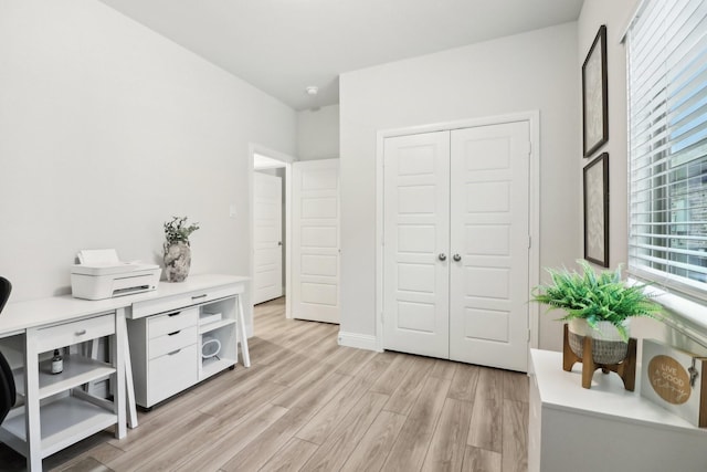 office area featuring light wood-style floors