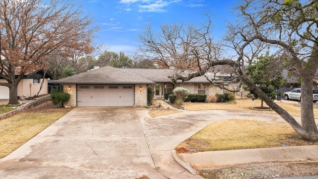 single story home with a garage