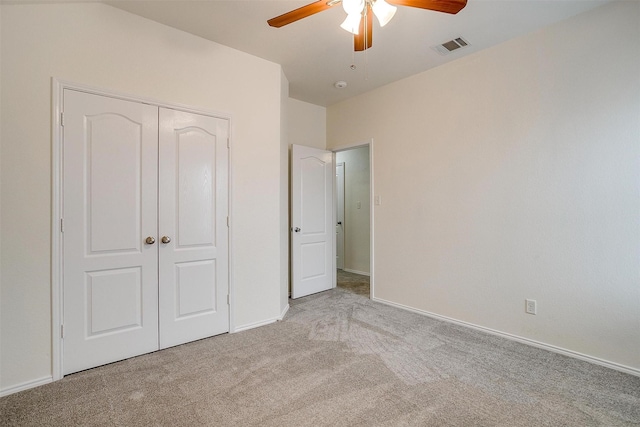 408 Elk Run Dr, Fort Worth, TX 76140 - unfurnished bedroom with light carpet, ceiling fan, and a closet