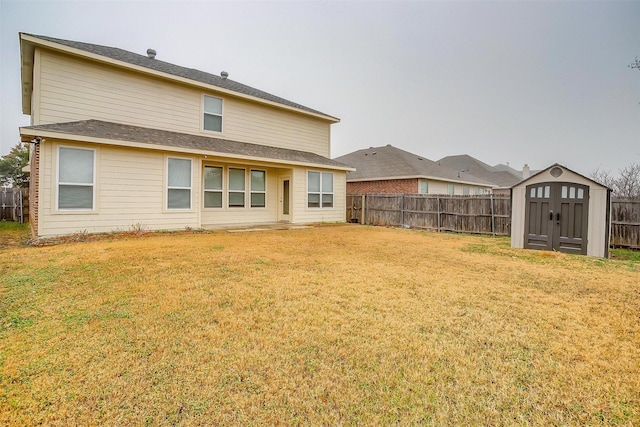 408 Elk Run Dr, Fort Worth, TX 76140 - rear view of house with a storage shed and a yard