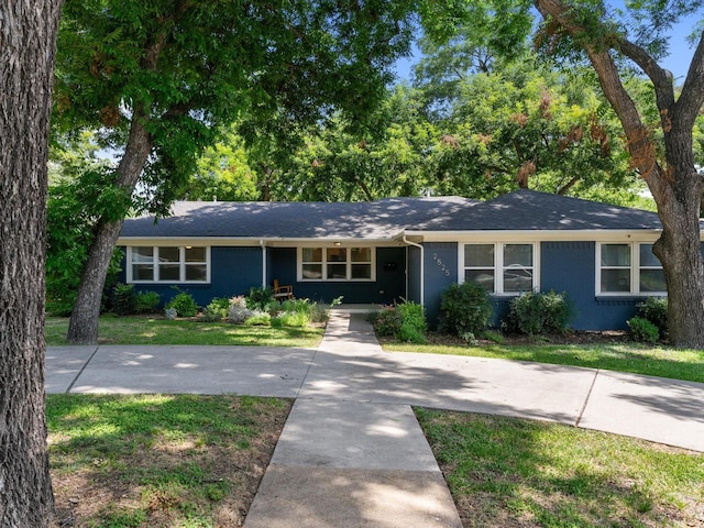 ranch-style home with a front yard