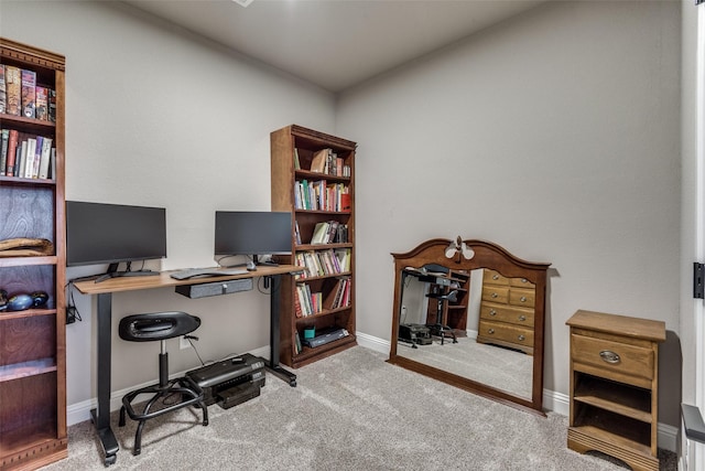 home office featuring light colored carpet