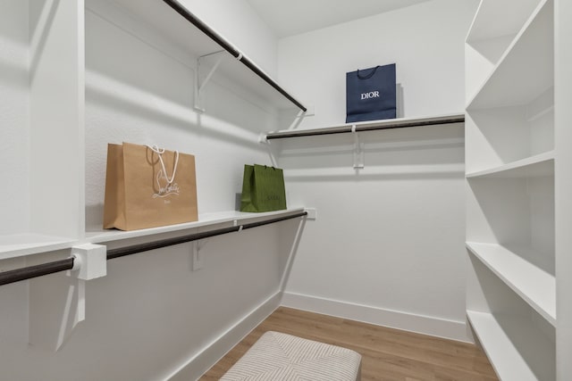 spacious closet with hardwood / wood-style flooring