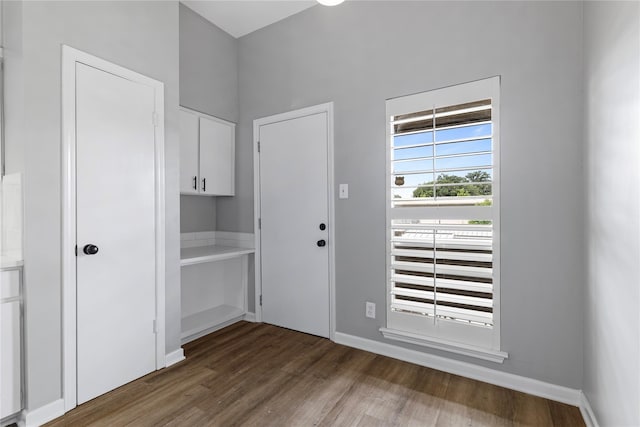 doorway to outside featuring wood-type flooring