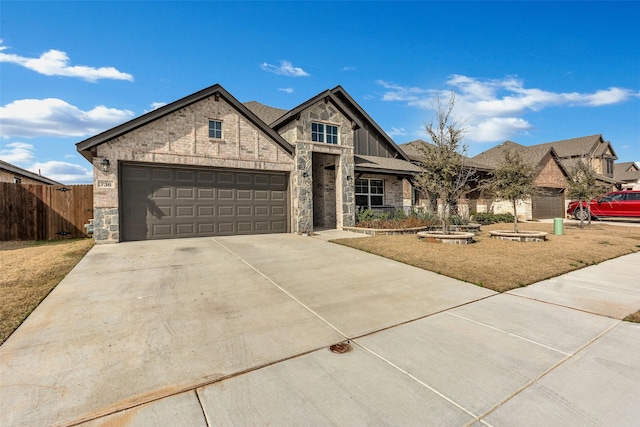 view of front of house with a front lawn and a garage