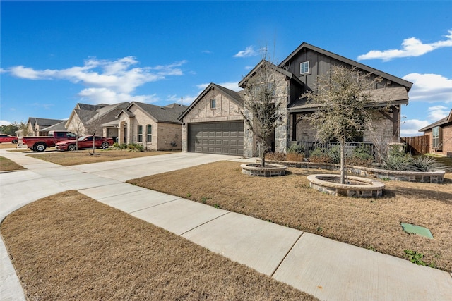 view of front of home with a front lawn and a garage