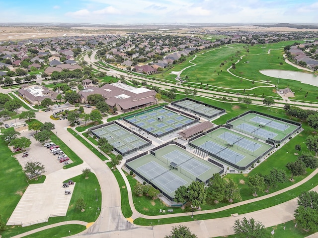 birds eye view of property with a residential view