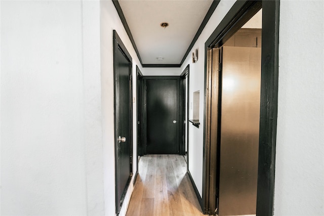 corridor with hardwood / wood-style floors