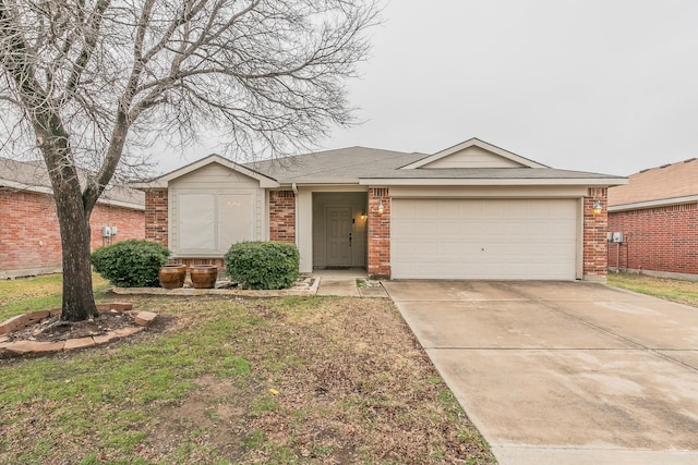 single story home with a garage