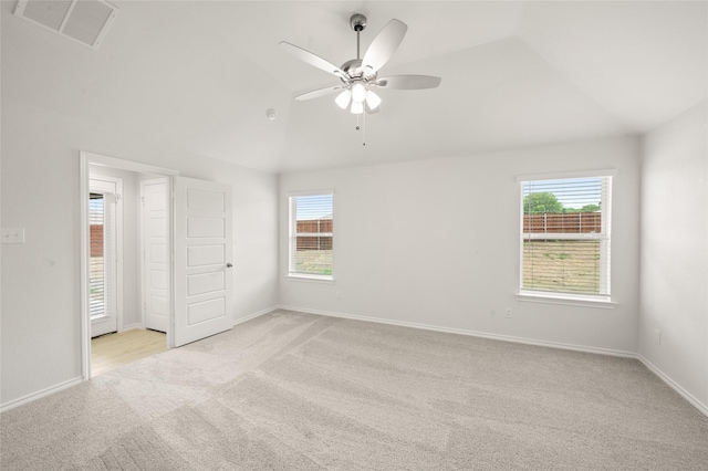 400 Basalt Dr, Azle, TX 76020 - unfurnished bedroom with light colored carpet, lofted ceiling, baseboards, and ceiling fan