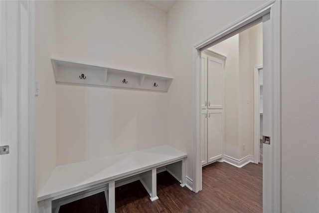 mudroom featuring dark hardwood / wood-style flooring