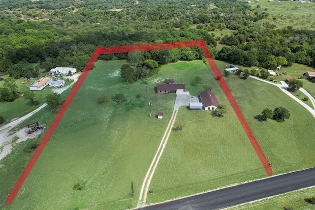 aerial view featuring a rural view