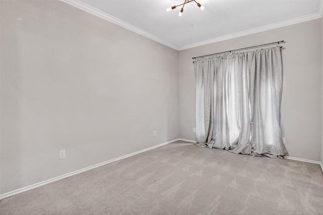 824 Rolling Meadow Dr, Lavon, TX 75166 - spare room with crown molding, carpet, baseboards, and a chandelier