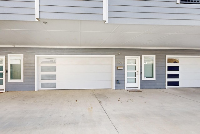 exterior space featuring a garage