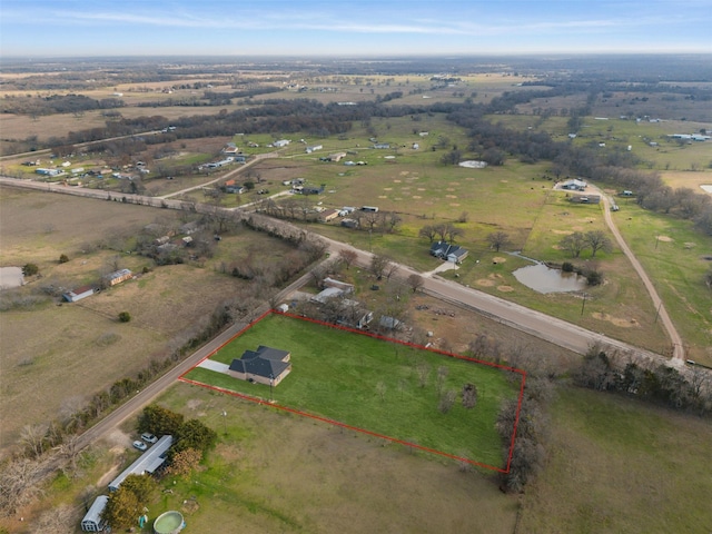 aerial view featuring a rural view