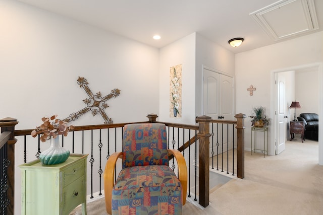 sitting room with light carpet