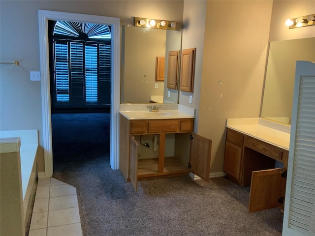 bathroom featuring vanity and a bathing tub