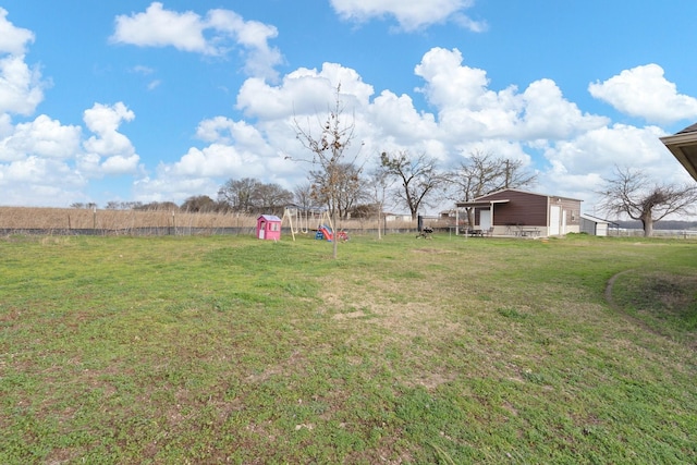 view of yard featuring a playground